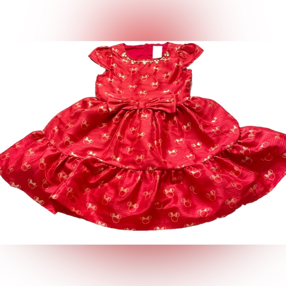 Disney Minnie Mouse Party Dress Girls Size 9/10 140 cm Red Holiday - Picture 8 of 9